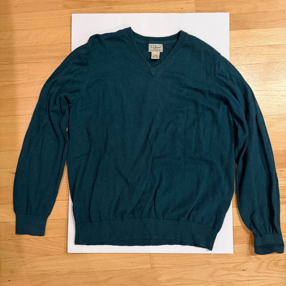 L.L. Bean Deep Teal V-Neck Sweater - Men’s